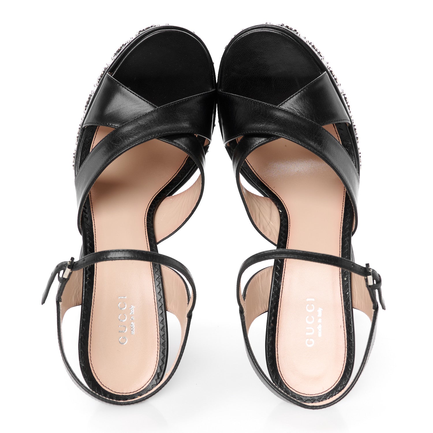 Gucci Malaga Kid Interlocking G Studs 155mm Platform Sandals 40 Perfect Black 2 of 9
