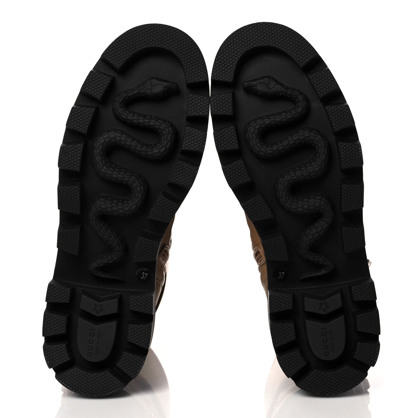 Nappa Frances GG Matelasse Platform Combat Boots 37 Natural Tan