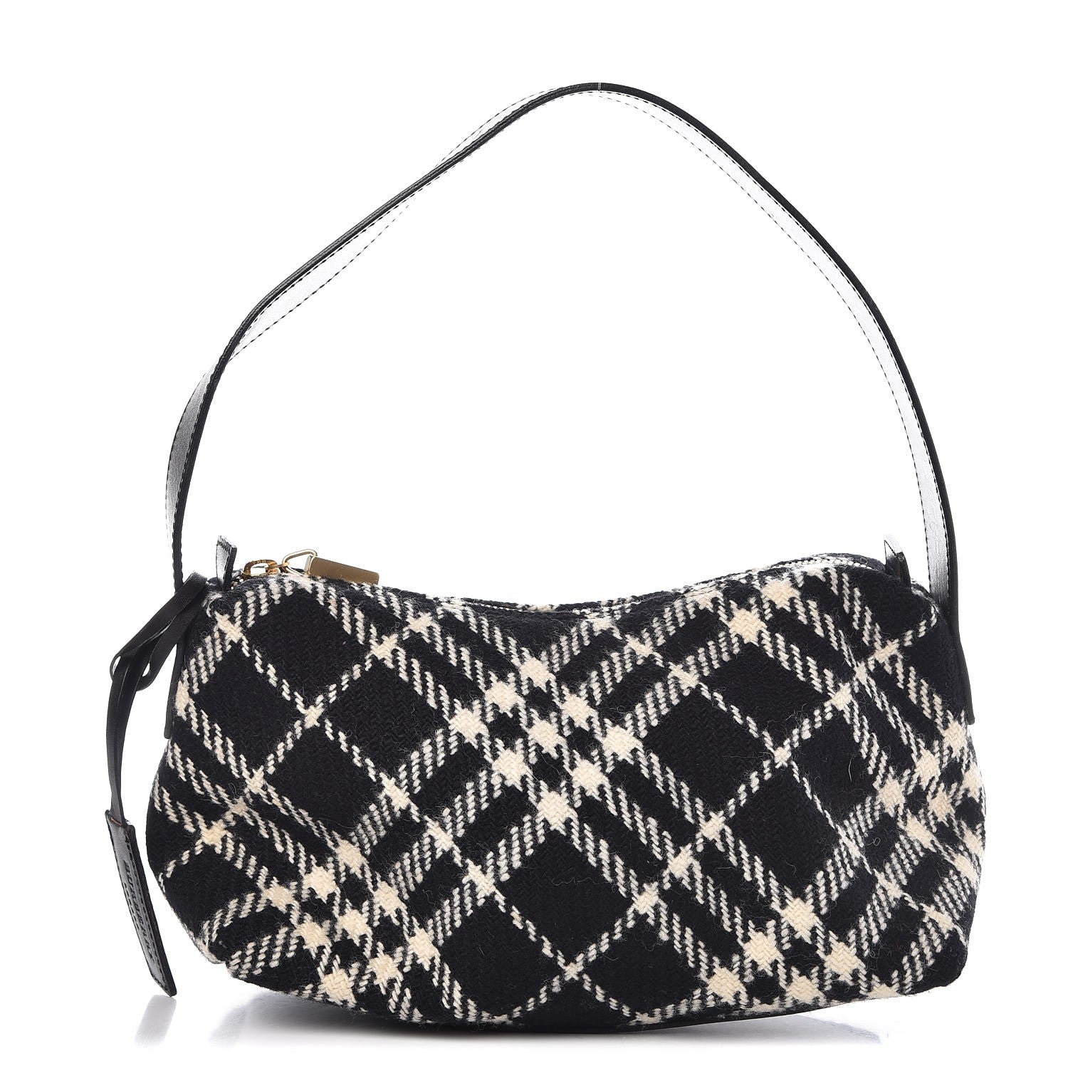 Burberry Wool Plaid Check Small Shoulder Bag Black 1 of 14