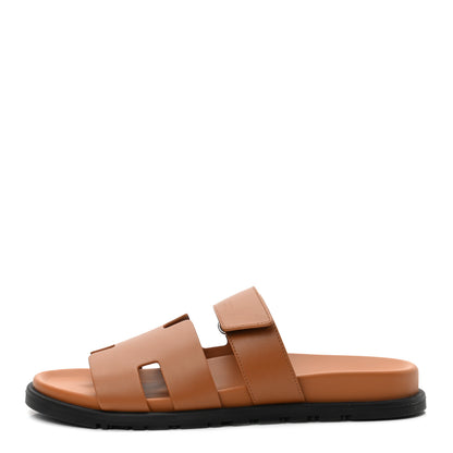 Hermes Calfskin Mens Chypre Sandals 42 Gold 1 of 8