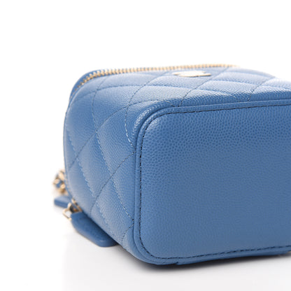 Chanel Caviar Quilted Mini Vanity Case With Chain Blue 7 of 9