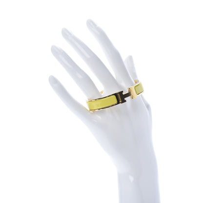 Hermes Enamel Narrow Clic Clac H Bracelet PM Jaune Tennis 2 of 6