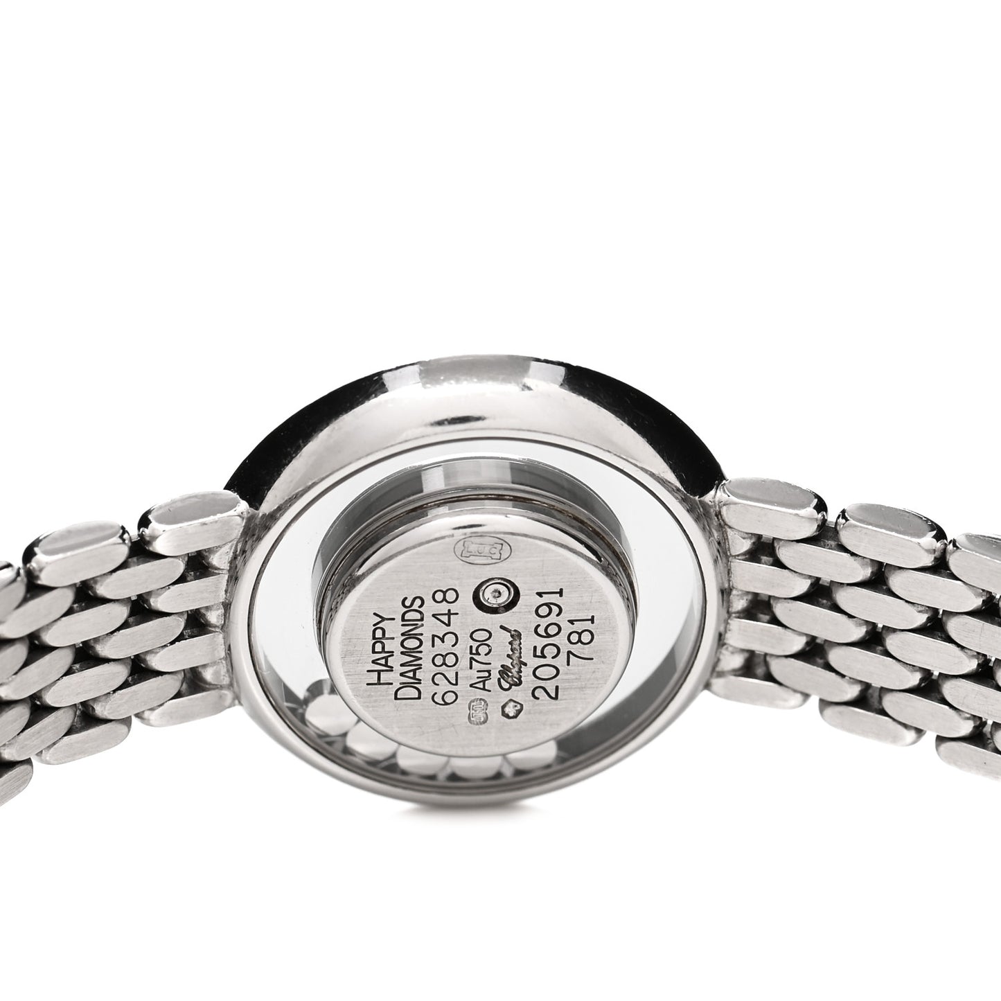 18K White Gold Diamond Pave Bezel 25mm Happy Diamonds Icons Quartz Watch