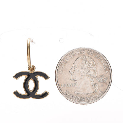 Chanel Enamel CC Dangle Earrings Gold Black 2 of 5