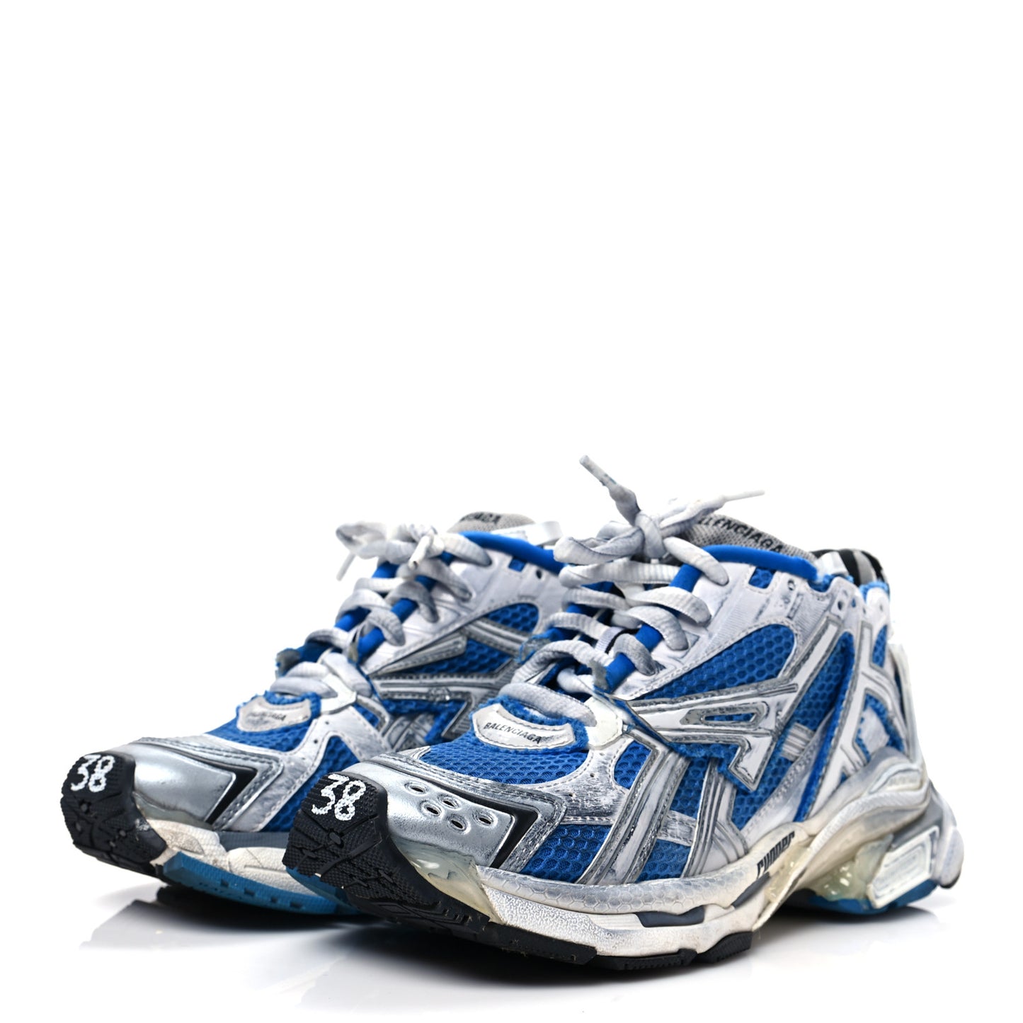 Mesh Rubber Distressed Womens Runner Sneakers 38 Navy White Black Grey
