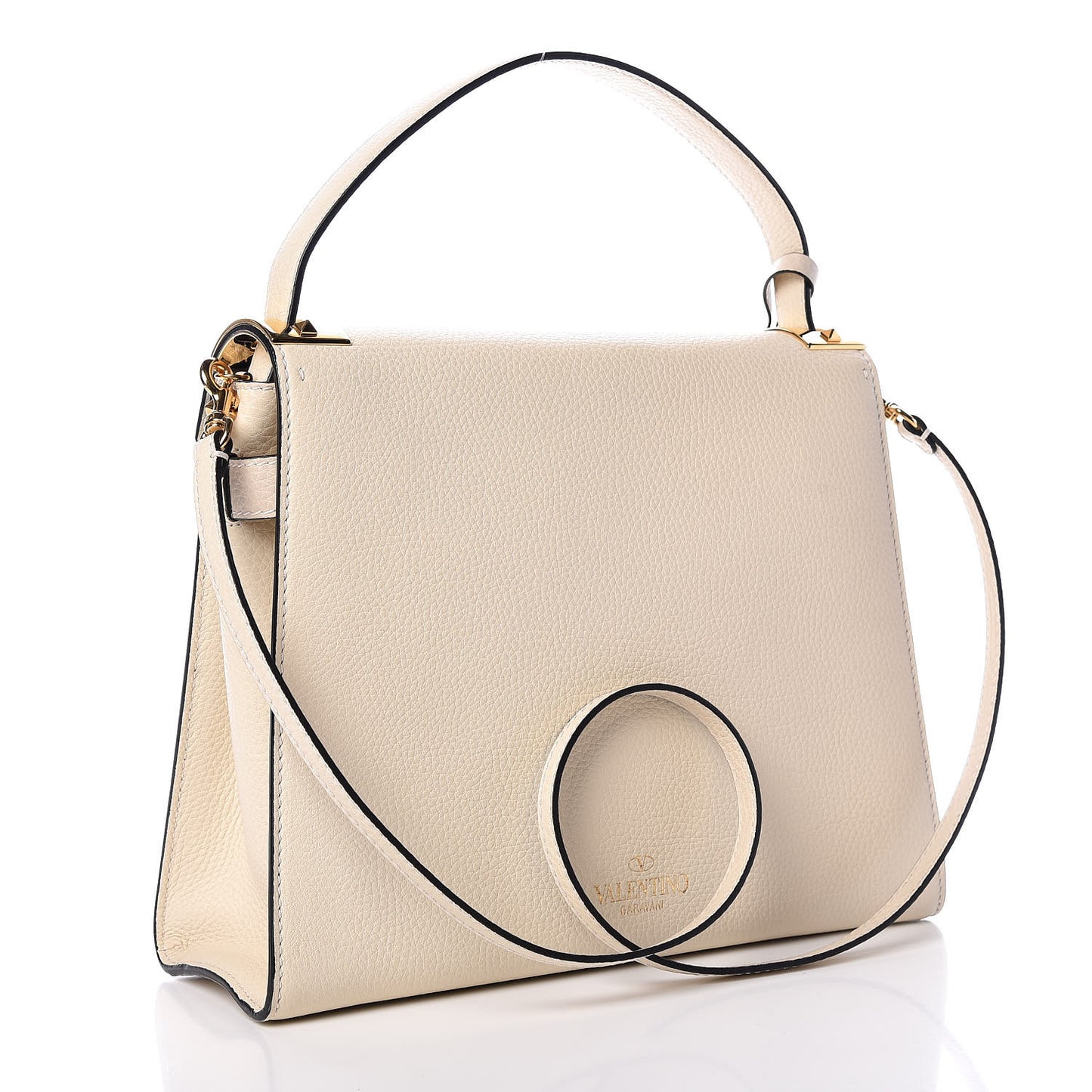 Grained Calfskin Medium My Rockstud Frame Bag Light Ivory