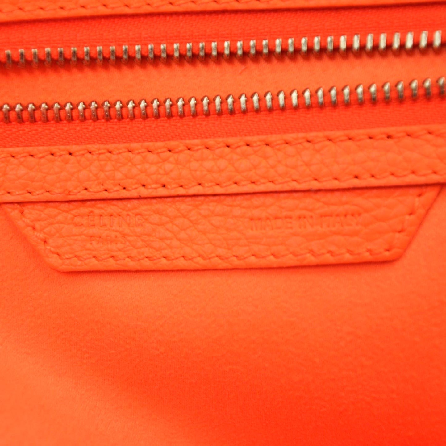 Pebbled Leather Mini Luggage Bag Fluo Orange