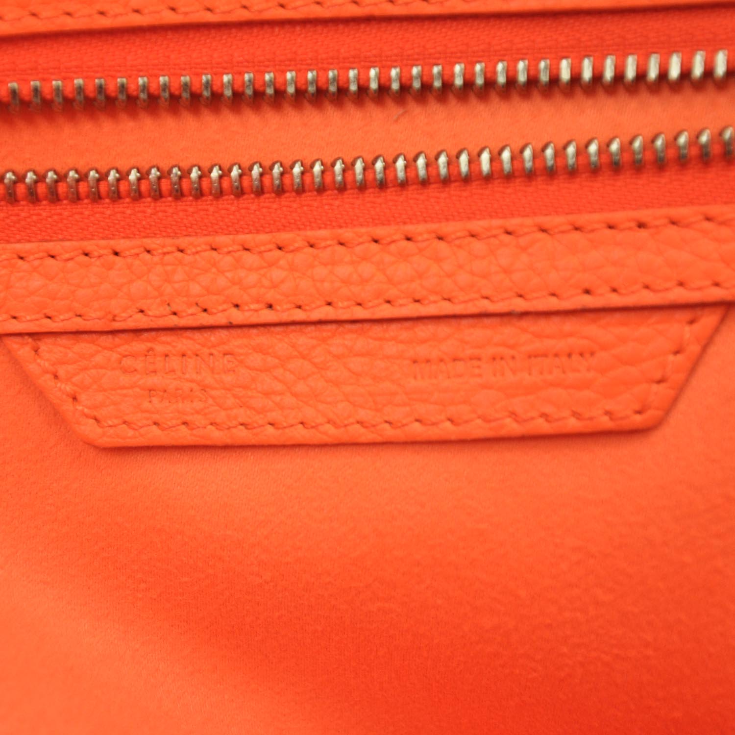 Celine Pebbled Leather Mini Luggage Bag Fluo Orange 8 of 10
