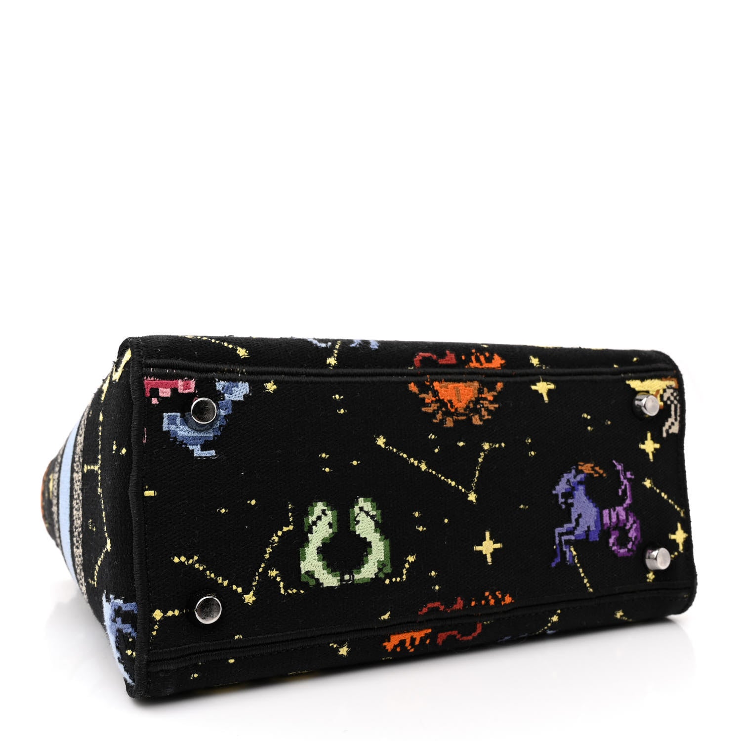 Christian Dior Canvas Pixel Zodiac Embroidered Medium Lady D-Lite Nero Multicolor 4 of 13