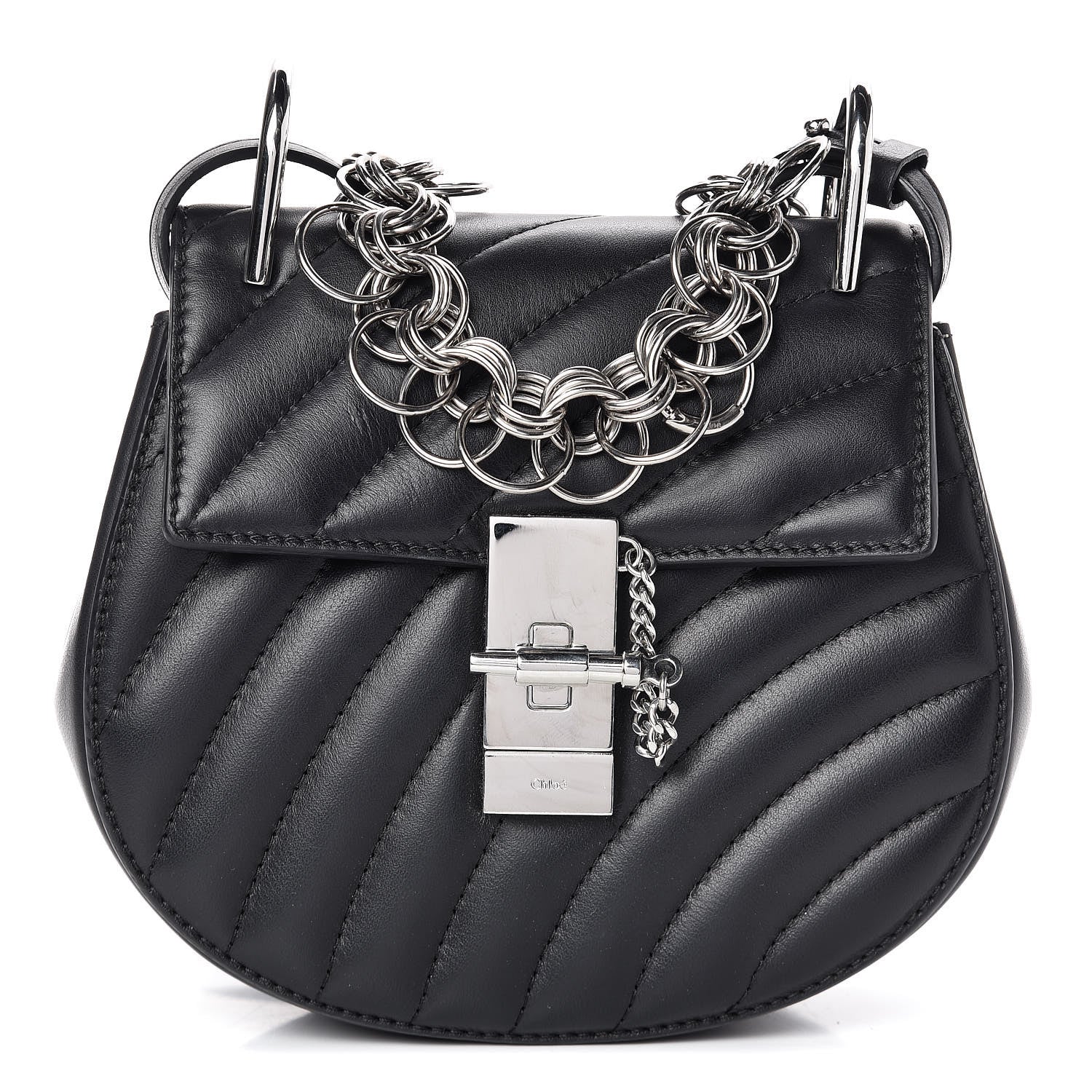 Chloe Calfskin Quilted Mini Drew Bijou Shoulder Bag Black 1 of 8