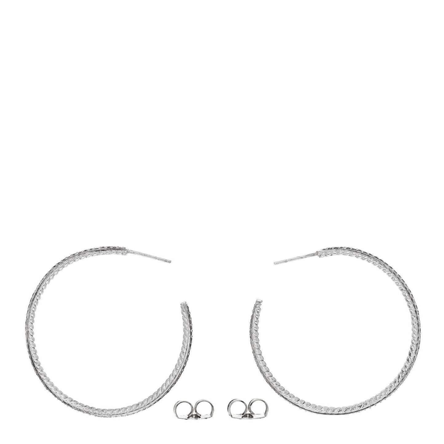 Sterling Silver Diamond 42mm Cable Hoop Earrings