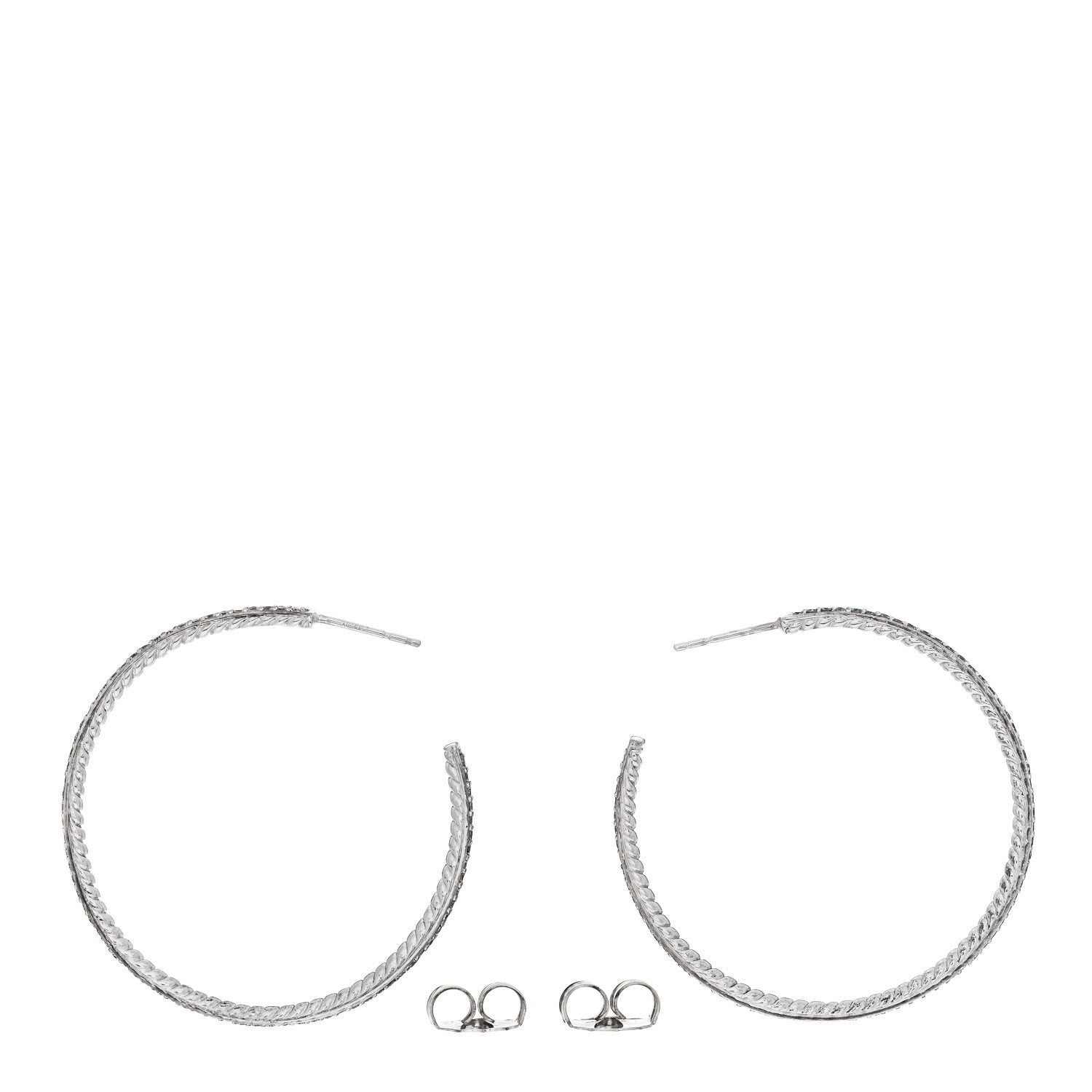 David Yurman Sterling Silver Diamond 42mm Cable Hoop Earrings 3 of 4
