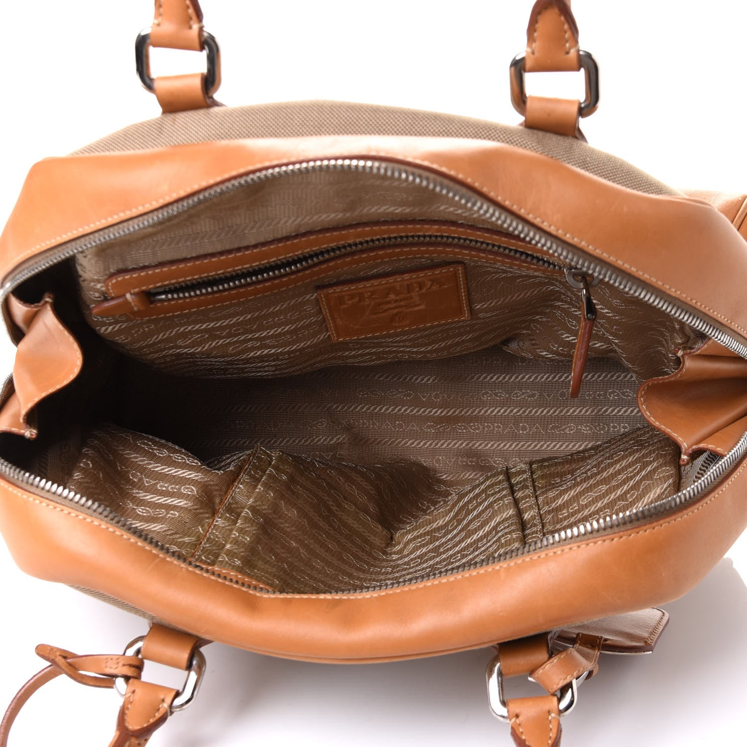 Prada Jacquard Logo Bauletto Corda Cuoio 4 of 5