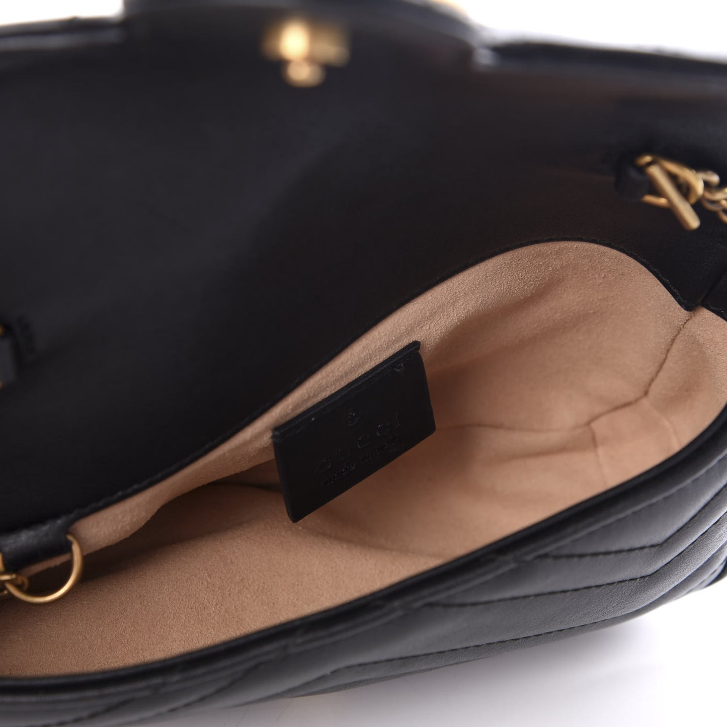 Calfskin Matelasse Super Mini GG Marmont Shoulder Bag Black