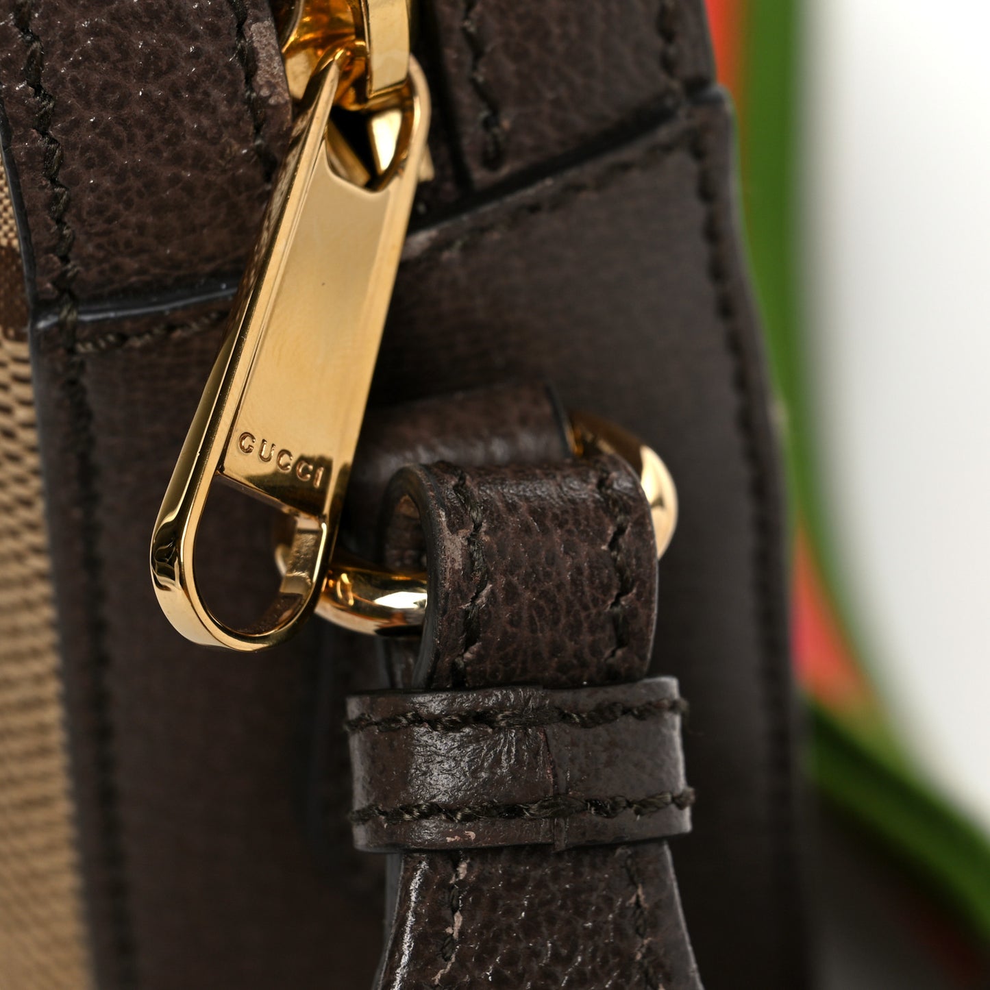 Monogram Jumbo GG Textured Dollar Calfskin Web Messenger Shoulder Bag Camel Ebony New Acero