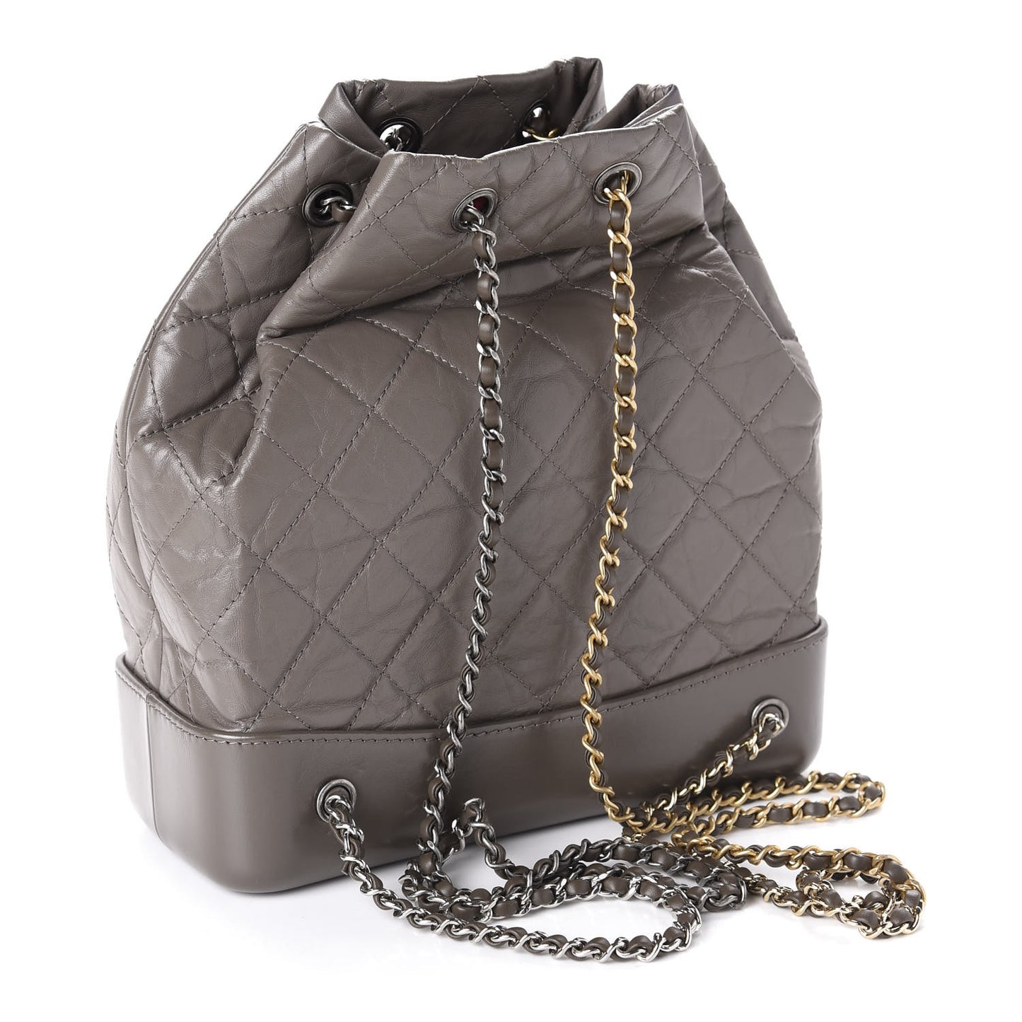 Aged Calfskin Quilted Small Gabrielle Backpack Grey