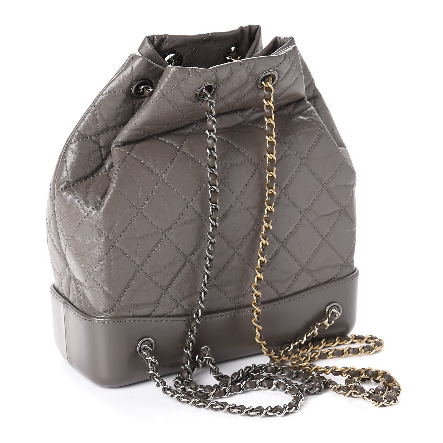Chanel Aged Calfskin Quilted Small Gabrielle Backpack Grey 2 of 10