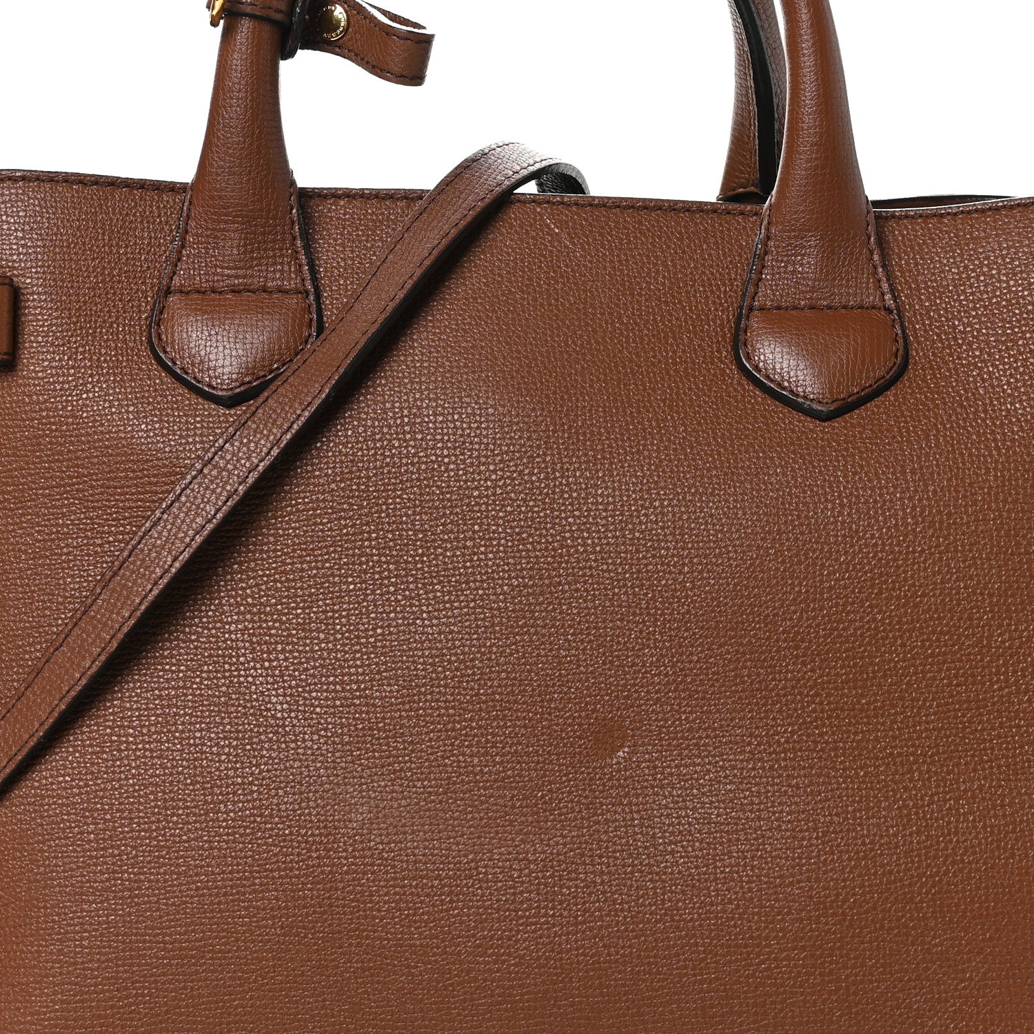 Burberry Grainy Calfskin House Check Medium Banner Tote Dark Sand 9 of 13