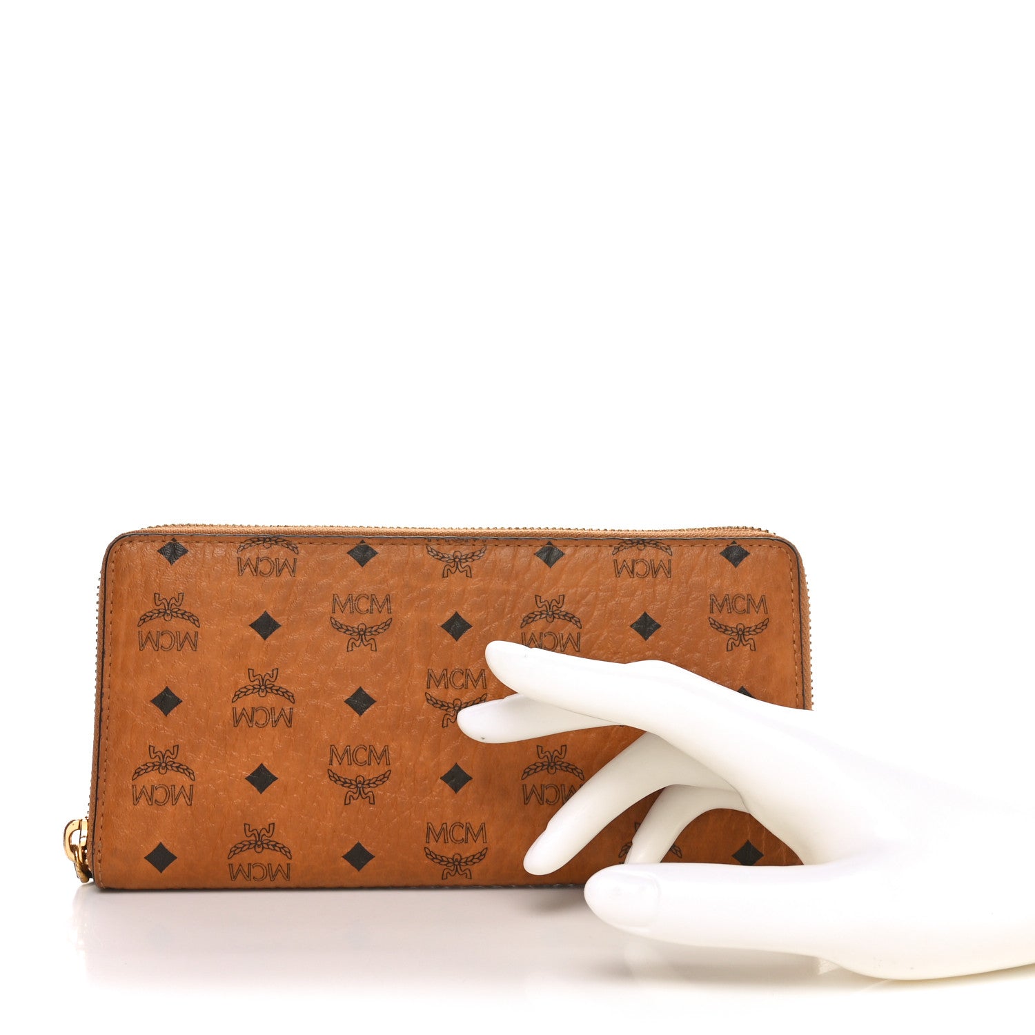 MCM Visetos Large Zip Around Wallet Cognac 2 of 9