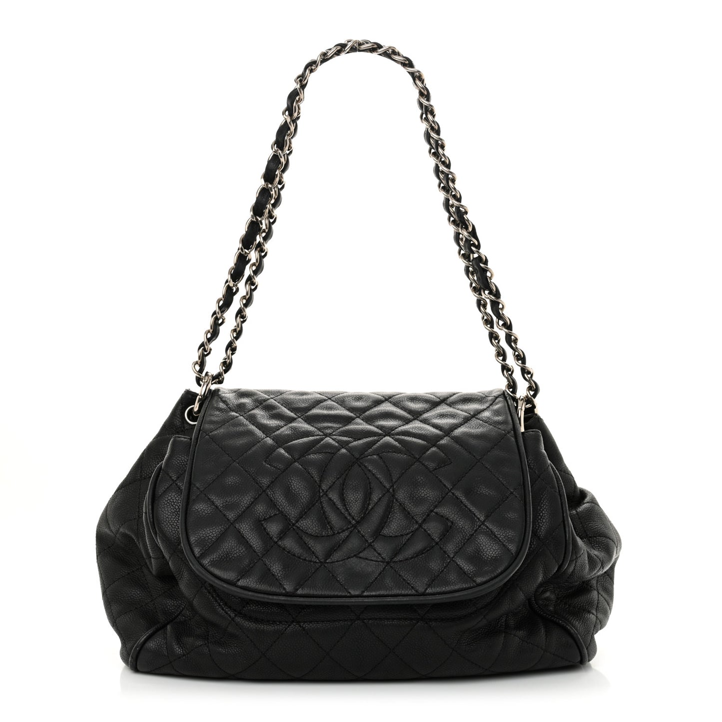 Caviar Quilted Timeless Accordion Flap Black