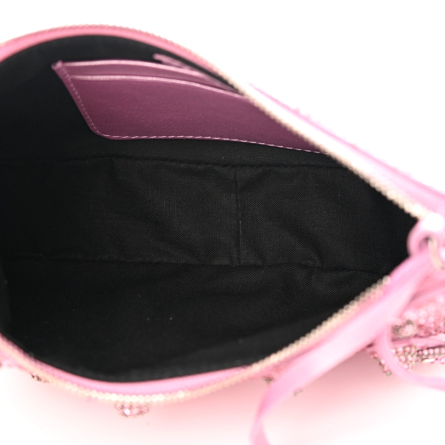 Strass Suede Metallic Nappa Le Cagole Mini Purse With Chain Taffy Light Pink