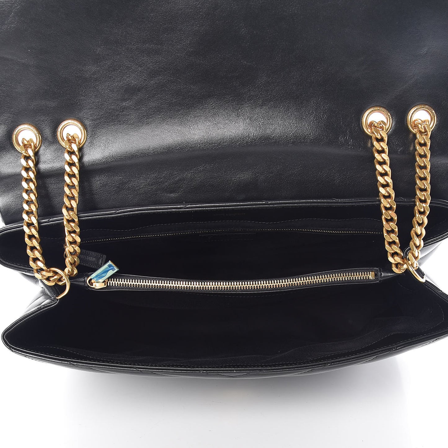 Calfskin Y Quilted Monogram Large Loulou Chain Satchel Black