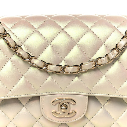 Chanel Iridescent Lambskin Quilted Medium Double Flap Ivory 9 of 11