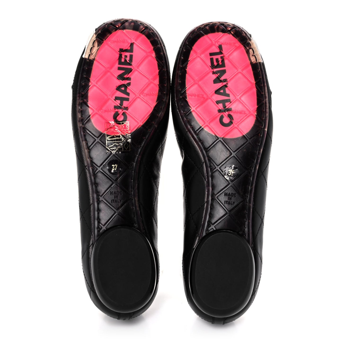 Lambskin Cambon Quilted Ballerina Flats 37 Black