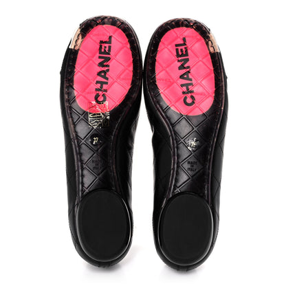 Chanel Lambskin Cambon Quilted Ballerina Flats 37 Black 5 of 10