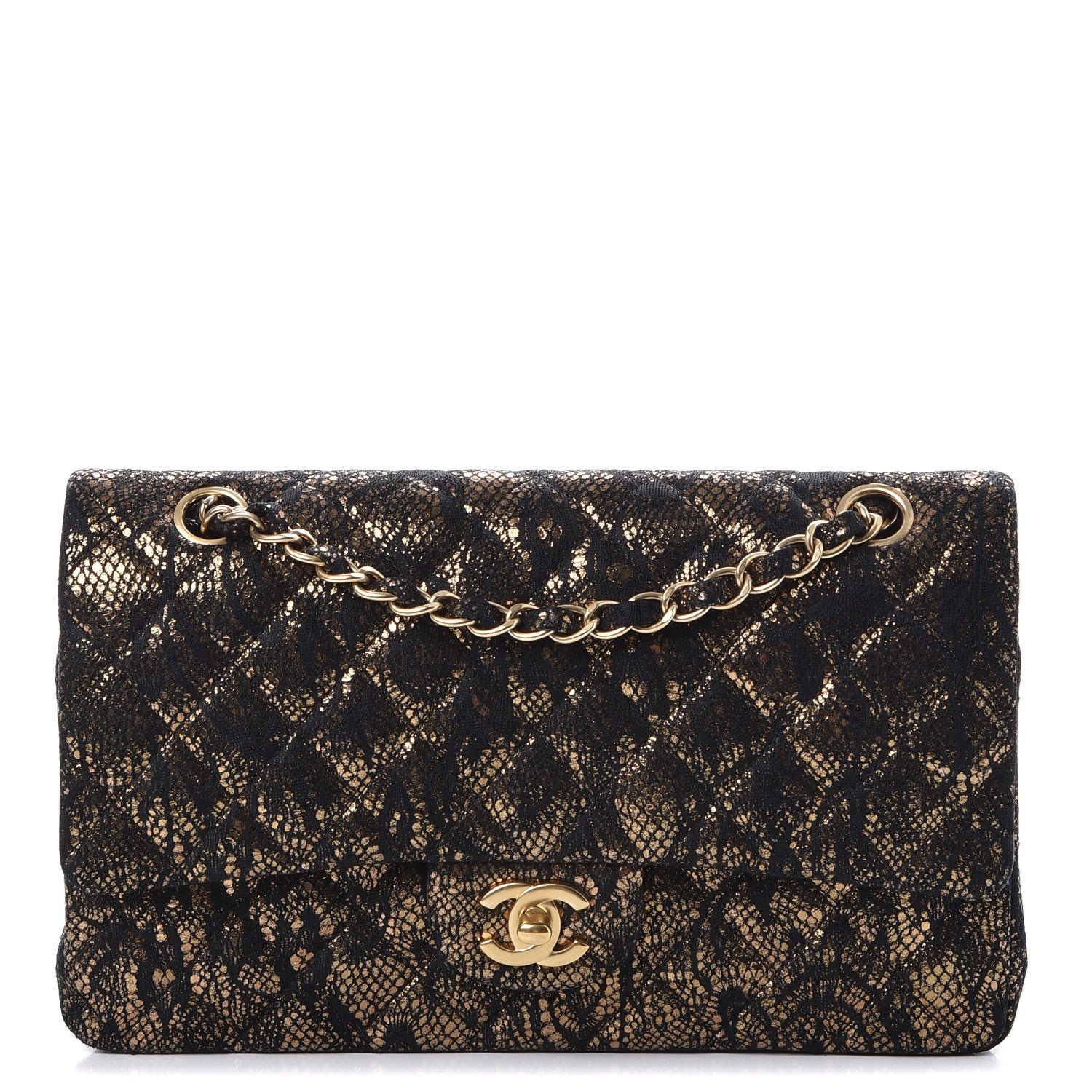 Chanel Lace Metallic Goatskin Medium Double Flap Gold 1 of 9