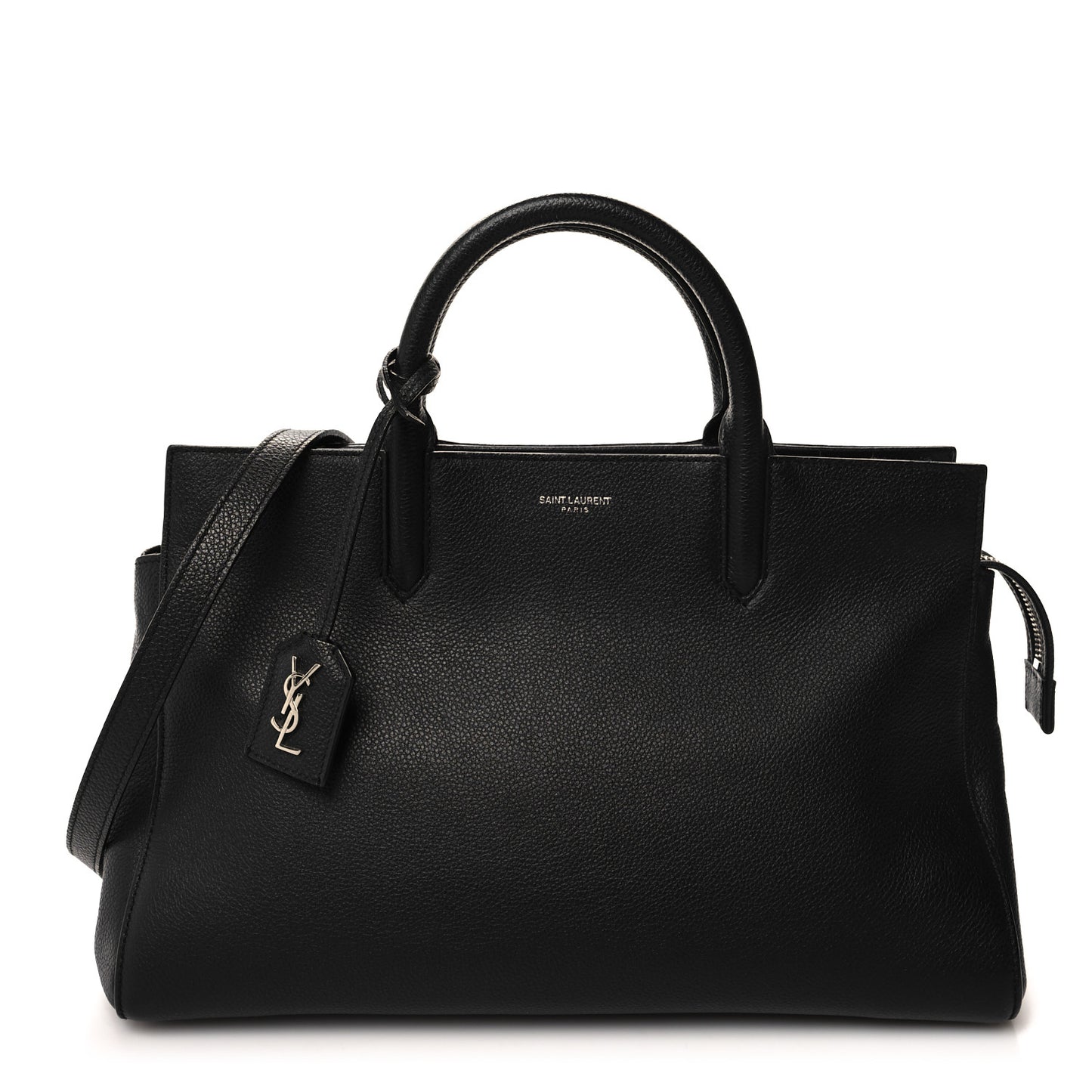 Grained Calfskin Small Cabas Rive Gauche Black