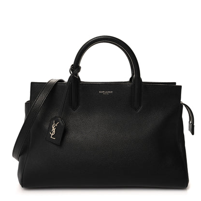 Saint Laurent Grained Calfskin Small Cabas Rive Gauche Black 1 of 13