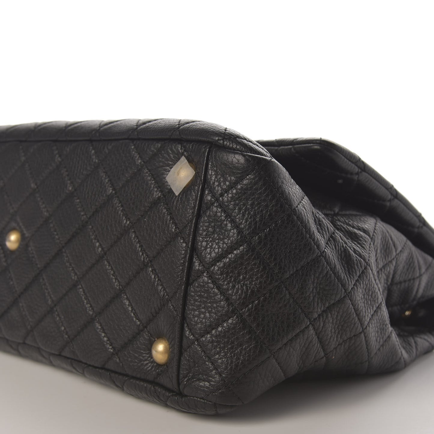 Calfskin Quilted XXL Travel Flap Bag Black