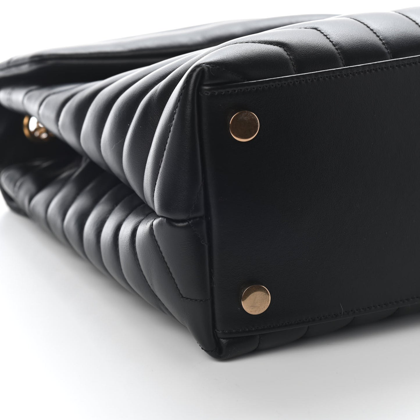 Calfskin Y Quilted Monogram Large Loulou Chain Satchel Black