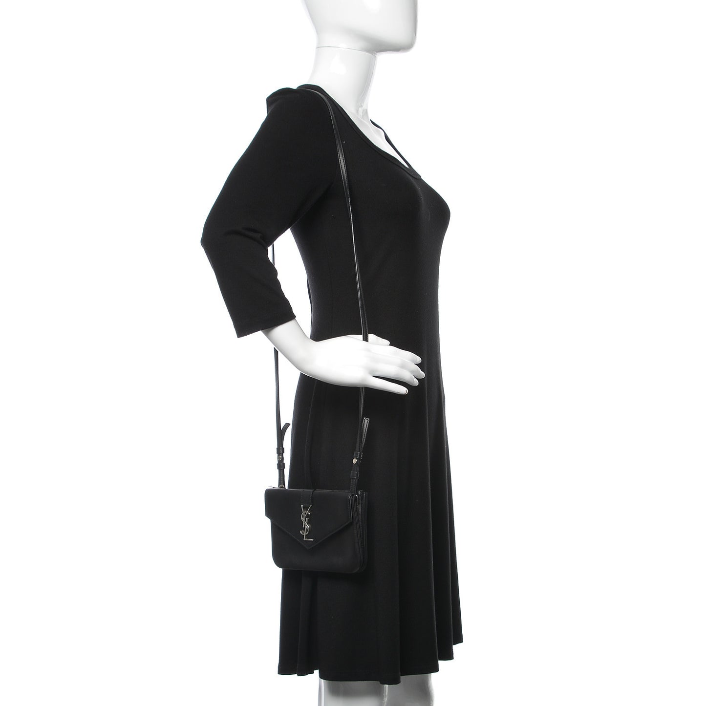 Calfskin Monogram Tri Pocket Crossbody Bag Black