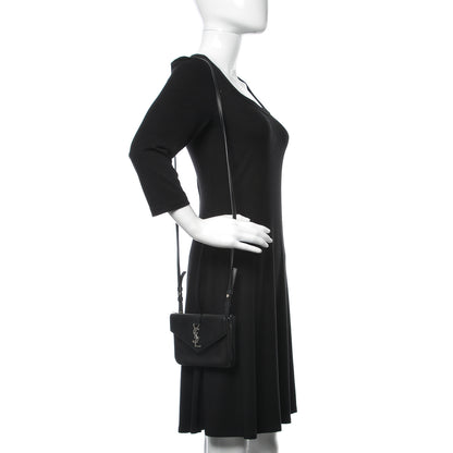 Saint Laurent Calfskin Monogram Tri Pocket Crossbody Bag Black 2 of 11