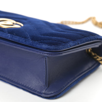 Gucci Velvet Matelasse GG Marmont Mini Bag Cobalt Blue 10 of 13