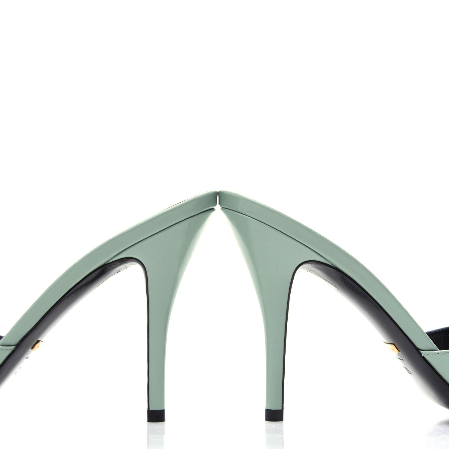 Gucci Polished Calfskin Scarlet Mid Heel Slide Sandals 39 Aqua Green 11 of 13