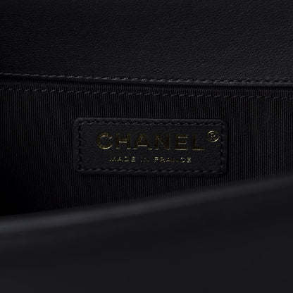 Chanel Lambskin Quilted Medium Boy Top Handle Flap Black 10 of 13