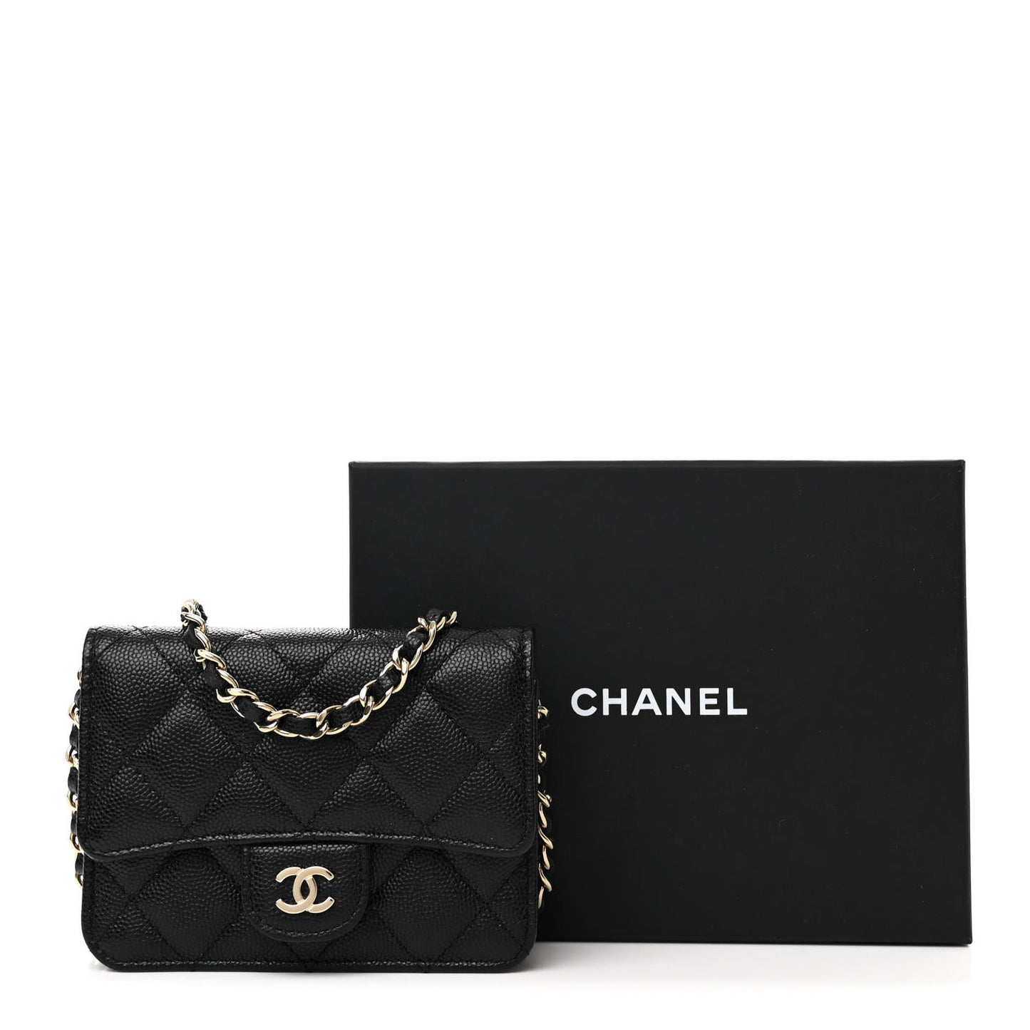 Caviar Quilted Mini Chain Bag Black