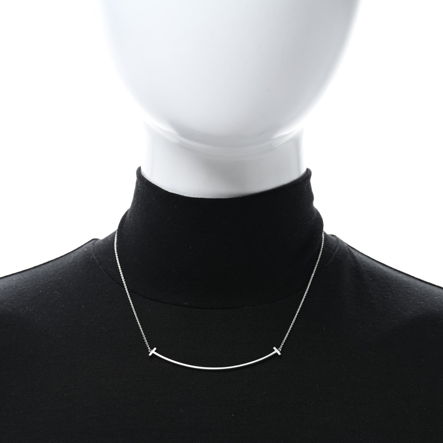 Tiffany Sterling Silver Large T Smile Pendant Necklace 2 of 4