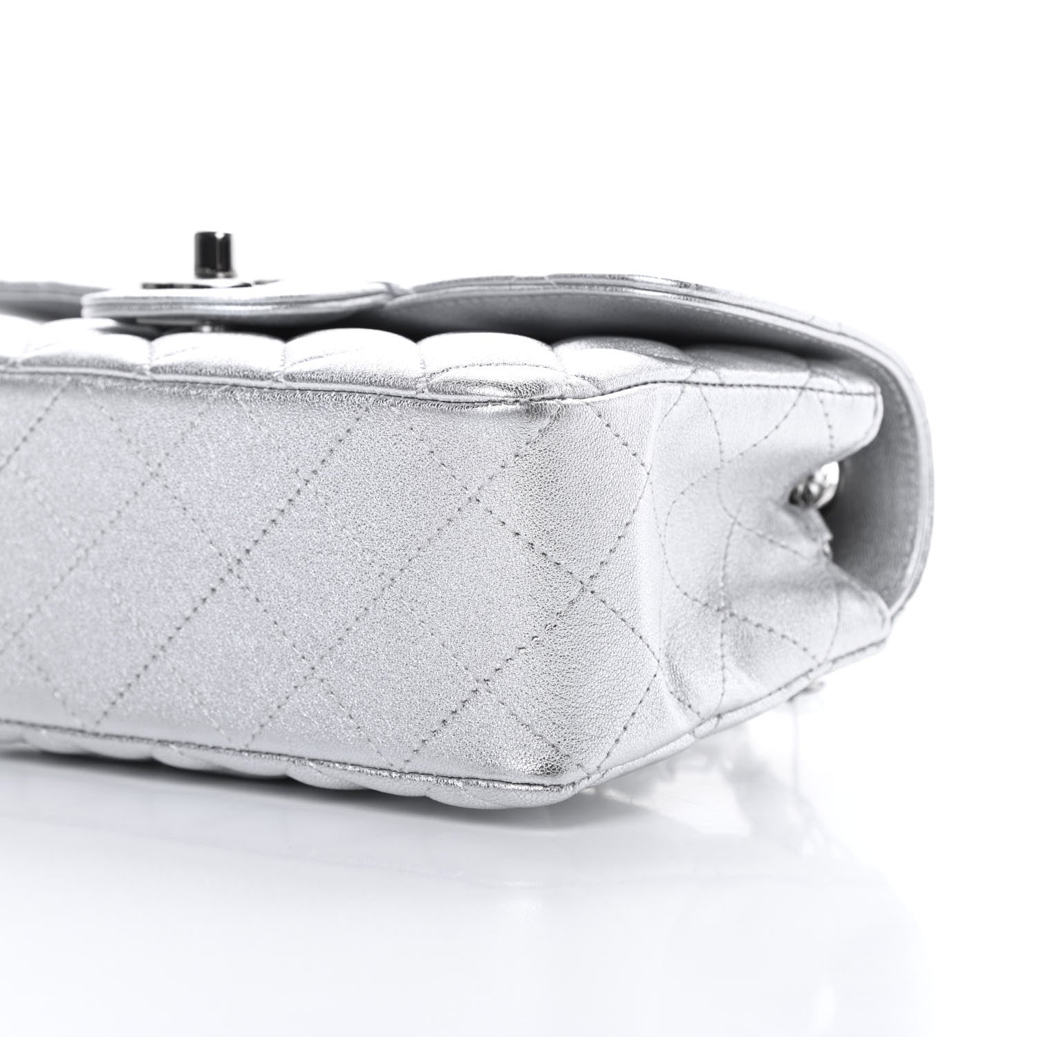 Chanel Metallic Lambskin Quilted Mini Rectangular Flap Silver 10 of 10