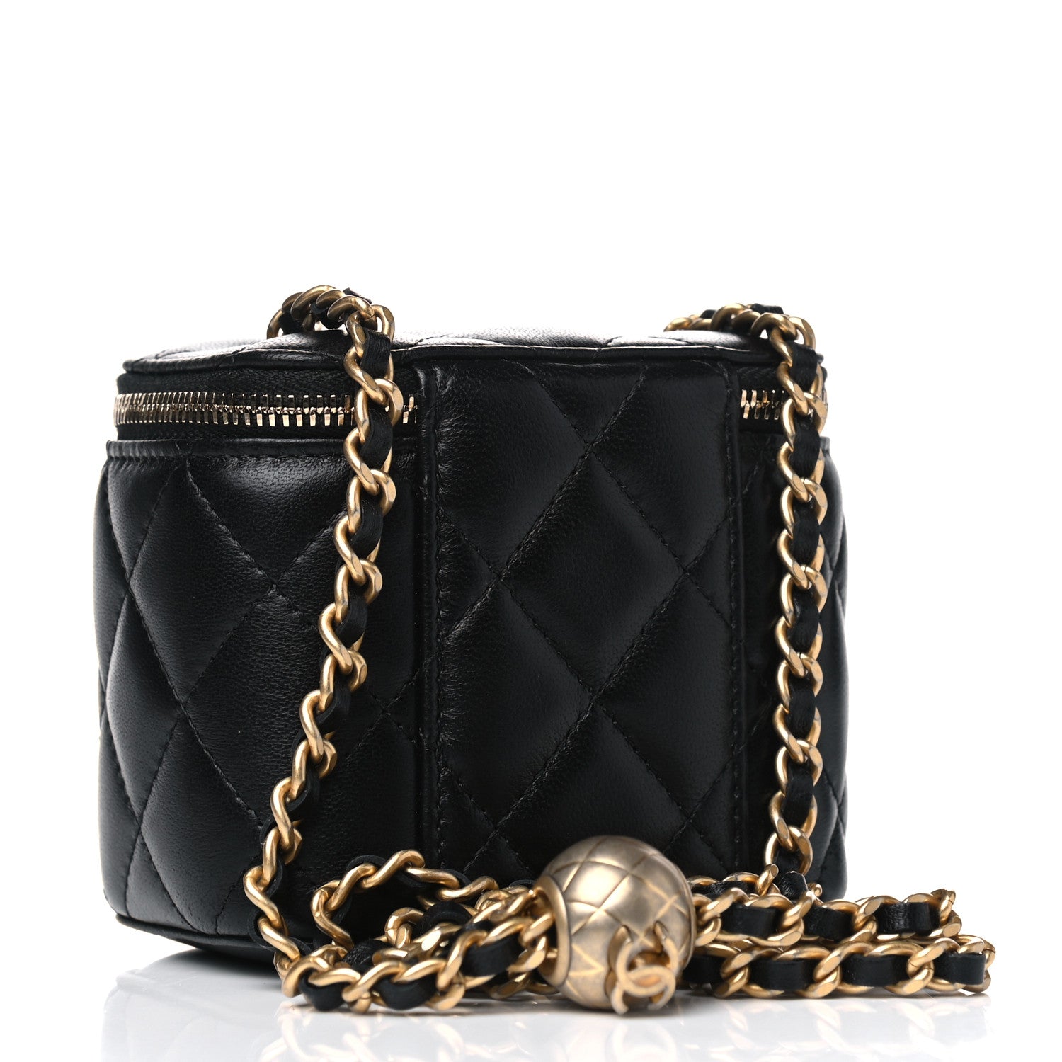 Chanel Lambskin Quilted Mini Pearl Crush Vanity Case With Chain Black 2 of 4