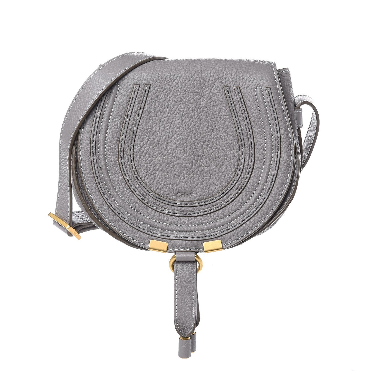 Calfskin Mini Marcie Round Crossbody Bag Cashmere Grey