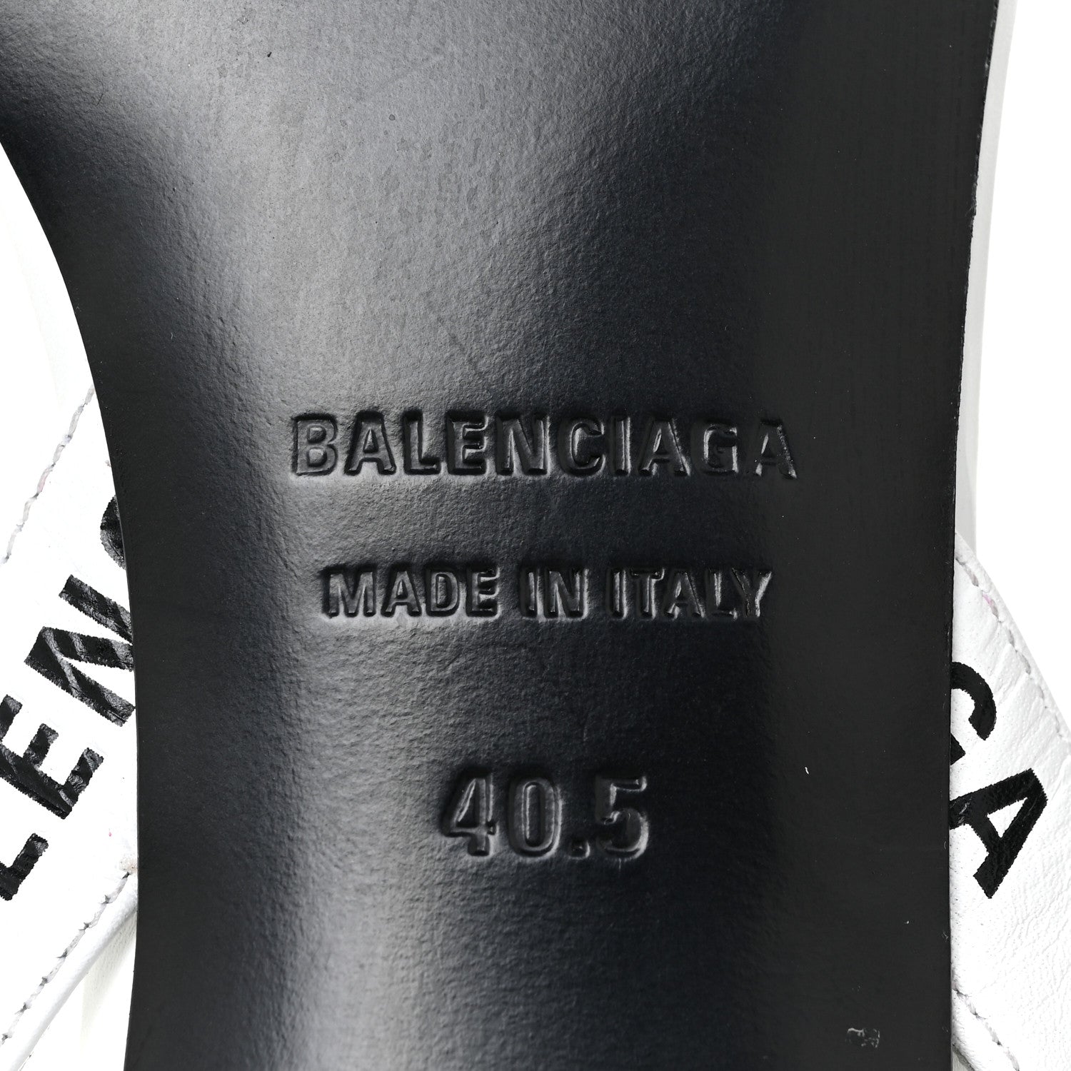 Balenciaga Smooth Calfskin Allover Logo Ankle Strap Kitten Heel Sandals 40.5 White Black 7 of 10