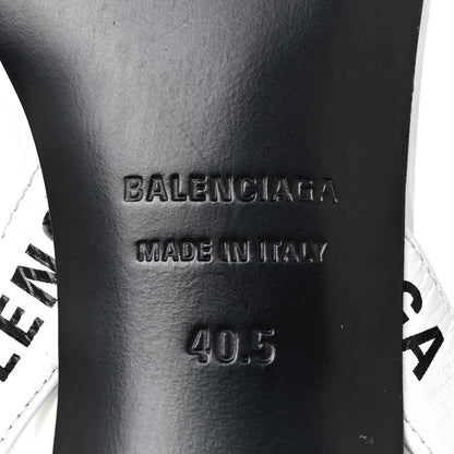 Balenciaga Smooth Calfskin Allover Logo Ankle Strap Kitten Heel Sandals 40.5 White Black 7 of 10