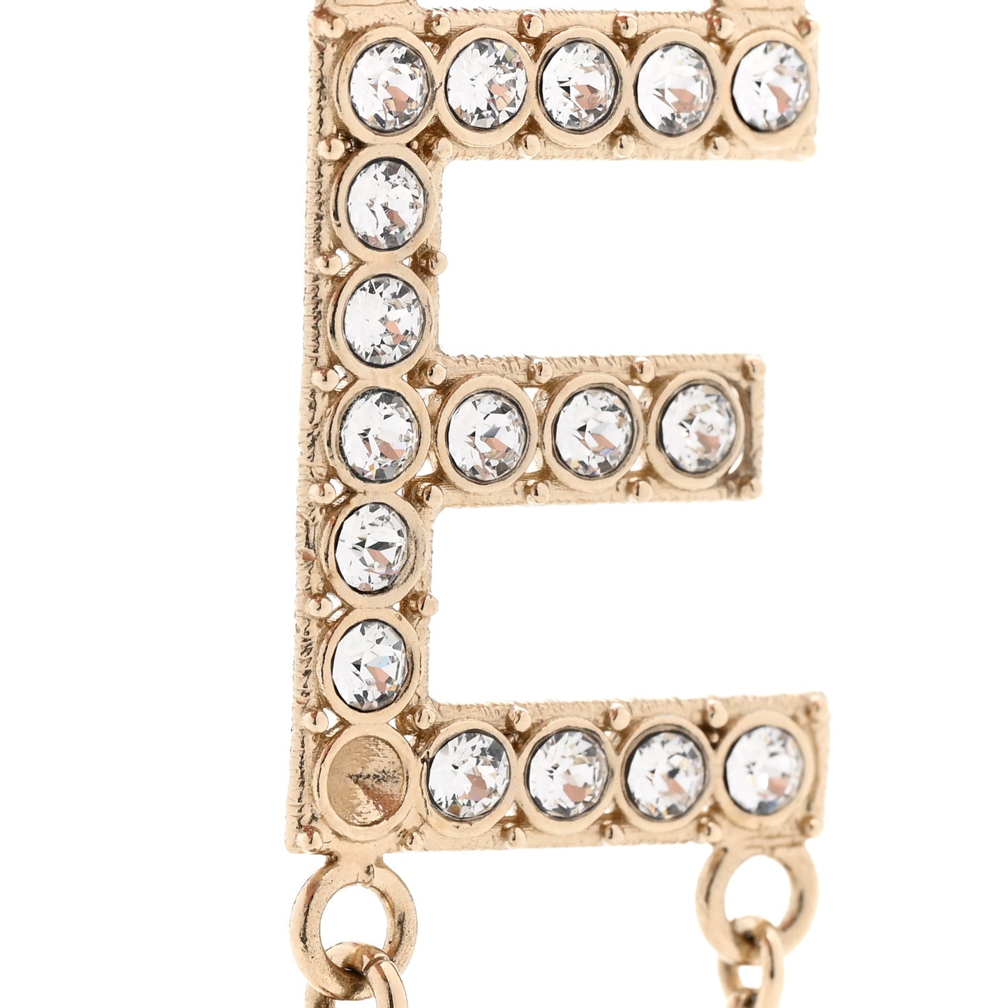 Crystal Cha-Nel Logo Drop Earrings Gold