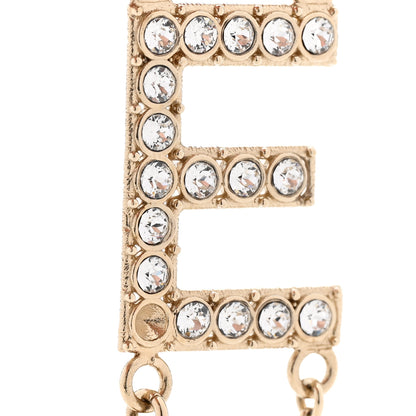 Chanel Crystal Cha-Nel Logo Drop Earrings Gold 5 of 5