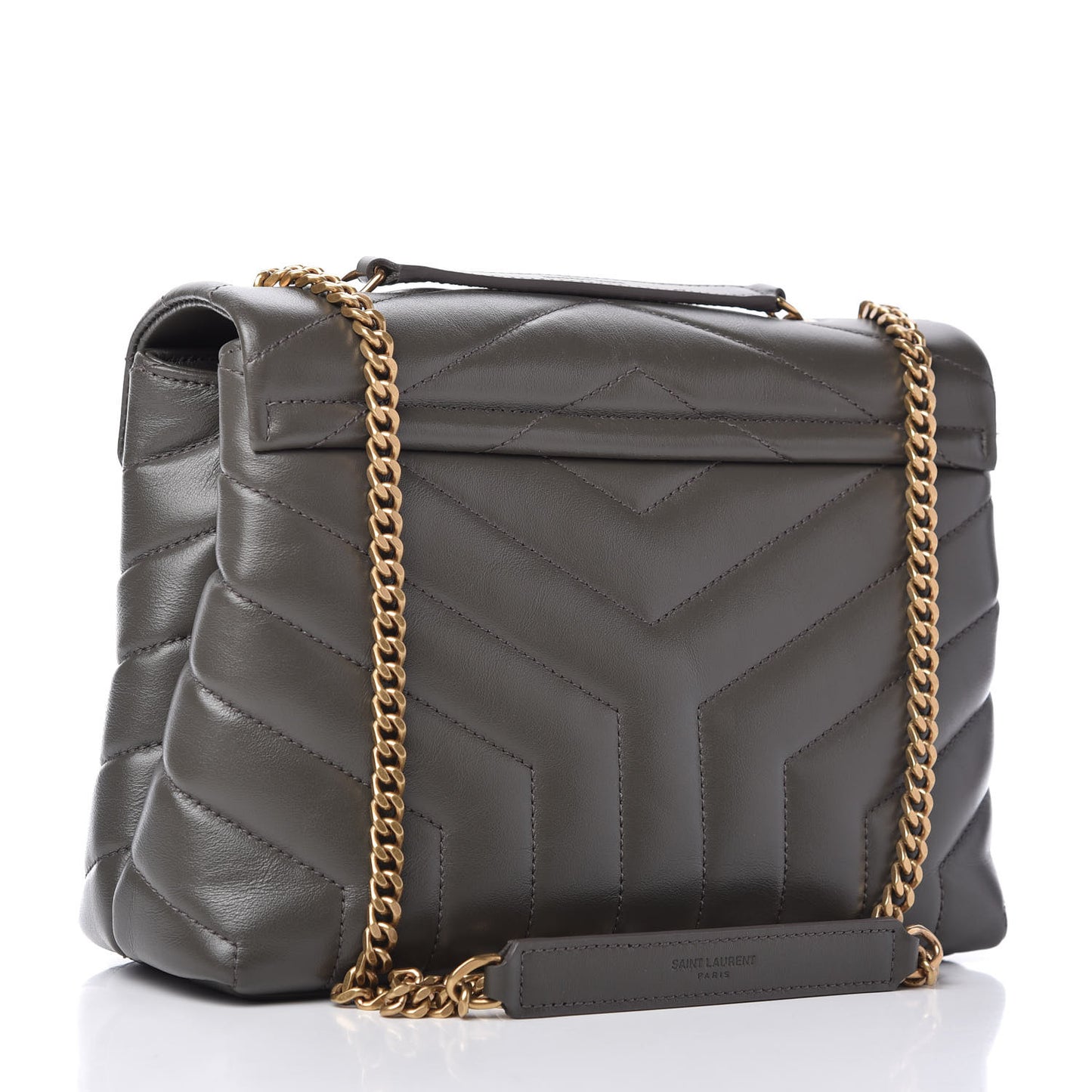 Calfskin Y Quilted Monogram Small Loulou Chain Satchel Pebble