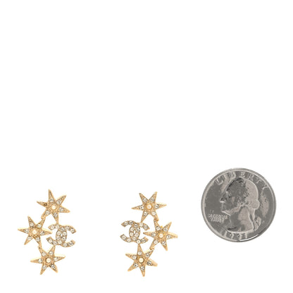 Chanel Crystal Pearl CC Star Earrings Gold 2 of 4